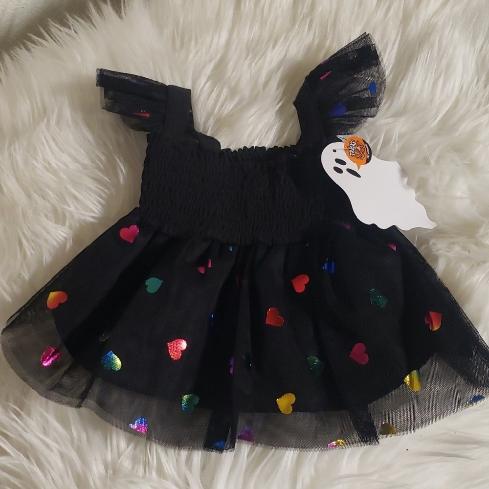 Black Dog XS Dress with Colorful Heart Accents